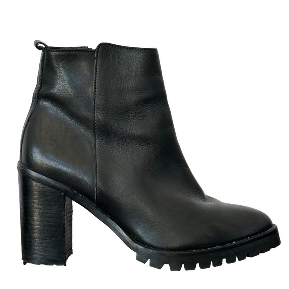 Whistles Cleated Block Heel Boot Pointy Toe in Buttery Black Leather Size EU 39 - Picture 1 of 6